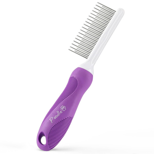 Detangling Pet Comb With Long & Short Stainless Steel Teeth For Removing Matted Fur, Knots & Tangles (Grooming Comb) And Dog Grooming Rake - Dematting Tool With Stainless Steel Shedding Comb Bundle