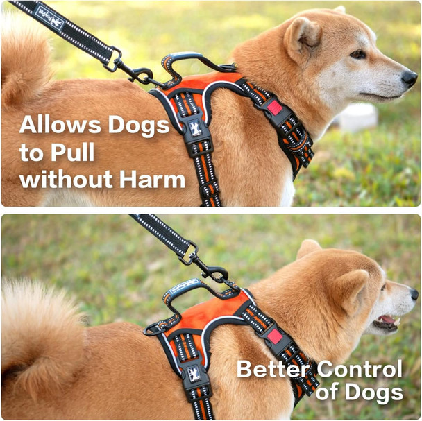 Poypet No Pull Dog Harness, No Choke Front Clip Dog Reflective Harness, Adjustable Soft Padded Pet Vest With Easy Control Handle For Small To Large Dogs(Pink,M)