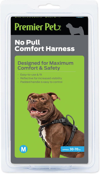 No Pull Comfort Harness - Medium, Adjustable Fit For Dogs 30-70 Lbs, Reflective Stitching, Padded Handle For Extra Control, Front Leash Attachment