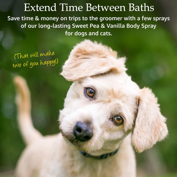 Body Spray For Dogs And Cats - Long Lasting Cat Cologne & Odor Eliminator - Dog Spray Deodorizer Perfume For Grooming & Reducing Static - Sweet Pea & Vanilla Scent - 8 Oz, White (Prim1048)
