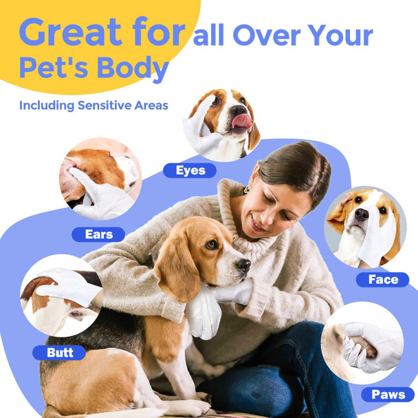 Dental Care Wipes For Dog- Teeth Cleaning Finger Wipes For Plaque And Tartar Removal, Safe & Gentle Disposable Toothbrush Wipes For Fresh Breath & Gum Care - 100 Pcs