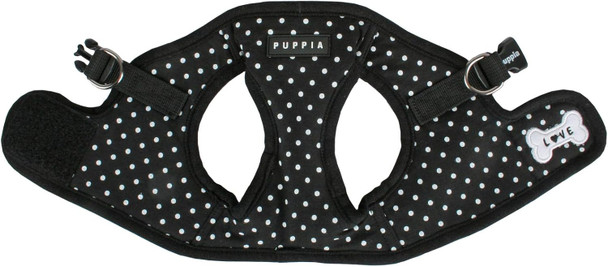 Puppia Dotty Step-In Vest Dog Harness No Pull No Choke Easy Wear Training Walking For Small Dog, Small, Black