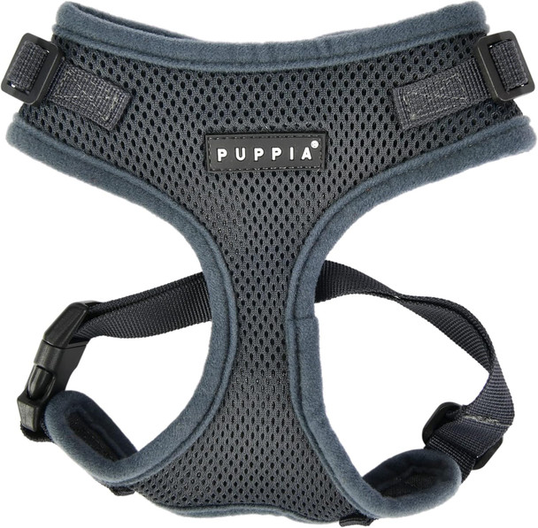 Puppia Ritefit Dog Harness Mesh Over-The-Head All Season No Pull No Choke Walking Training Adjustable Neck & Chest For Small & Medium Dog - Grey - Small