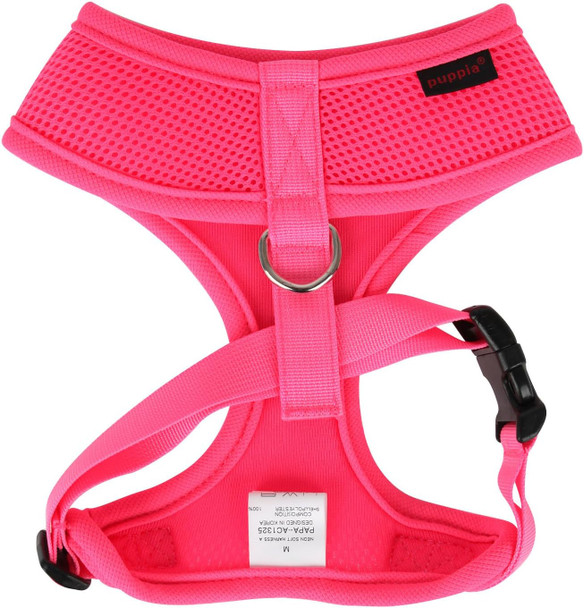 Puppia Soft Harness A Xl Over-The-Head Soft Mesh Harness Neon Pink