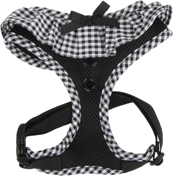 Puppia Vivien Dog Harness Over-The-Head All Season Cute No Pull No Choke Walking Training Adjustable For Small Dog, Black, Medium
