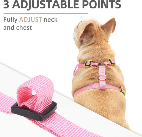 Pupteck Dog Harness And Leash Set For Small Medium Dogs No Pull, Soft Mesh Adjustable Puppy Cat Harness Reflective At Night, Pink M