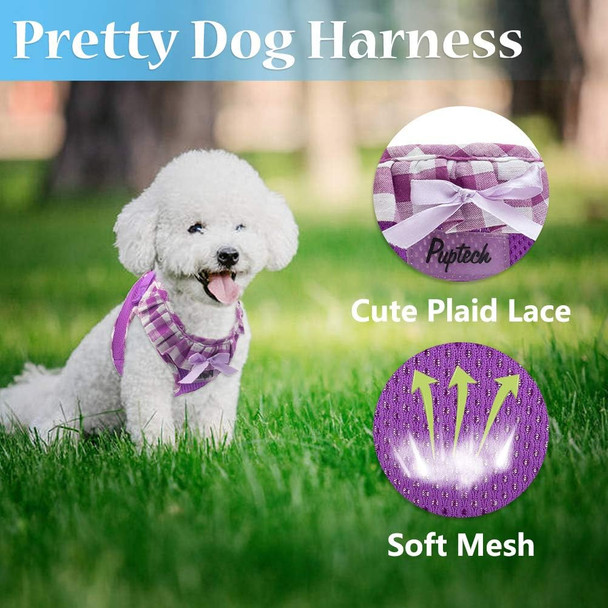 Pupteck Dog Harness For Puppy And Small Sized Dogs, Step-In No Pull Soft Mesh Vest Harness For Cats Small Pets Walking, Purple, Xs