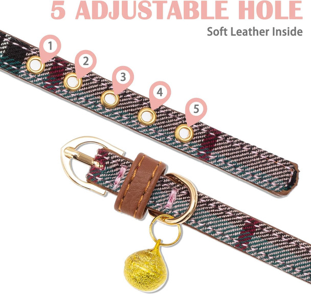 Pupteck Leather Dog Collar For Small Dogs - Xs Puppy Collar Bandana Accessories For Girl Boy Bunny Cats Pink, 7.8-10