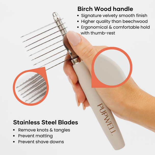 Dematting Fur Steel Rake And Detangling Comb Tool For Dematting And Untangling Matted Or Knotted Hair