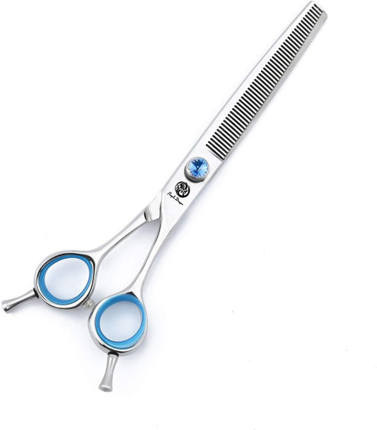 Purple Dragon Touch Pet Blenders Shears, 7.0 50-Tooth Thinning Scissor For Dogs, 440C Japanese Stainless Steel Texturizers Dog Thinning Shears(Blue)