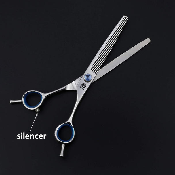 Purple Dragon Touch Pet Blenders Shears, 7.0 50-Tooth Thinning Scissor For Dogs, 440C Japanese Stainless Steel Texturizers Dog Thinning Shears(Blue)
