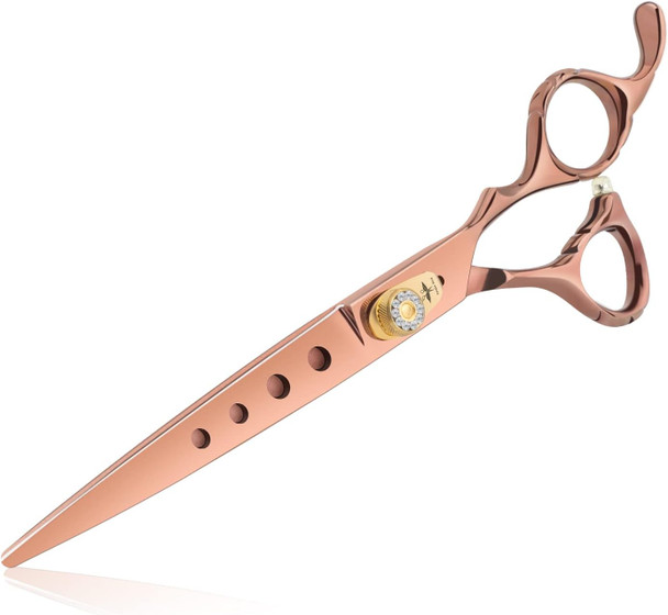 Purplebird 7.5 Inch Straight Dog Grooming Scissors Pet Cutting Shears Professional With 4 Holes Safety Noiseless Blunt Tip Trimming Shearing For Dogs Cats Japanese Stainless Steel Bronze Purplebird 7.5 Inch Straight Dog Grooming Scissors Pet Cutting Shears Professional With 4 Holes Safety Noiseless Blunt Tip Trimming Shearing For Dogs Cats Japanese Stainless Steel Bronze