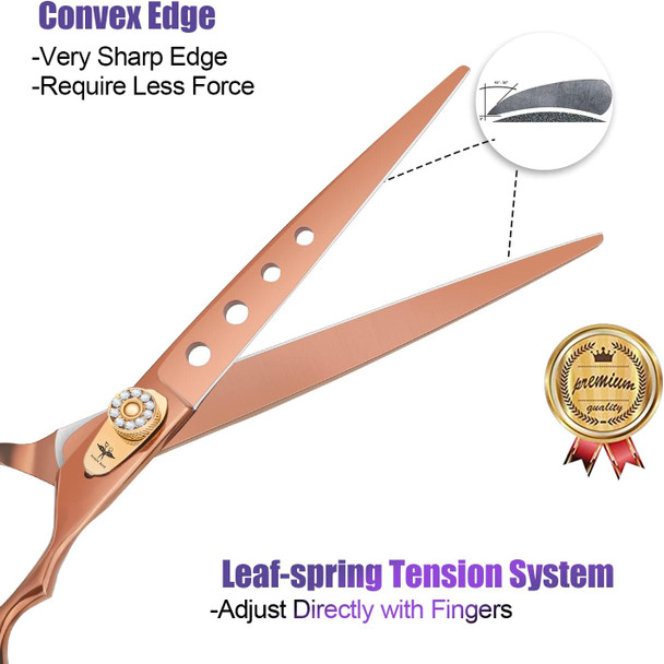 Purplebird 7.5 Inch Straight Dog Grooming Scissors Pet Cutting Shears Professional With 4 Holes Safety Noiseless Blunt Tip Trimming Shearing For Dogs Cats Japanese Stainless Steel Bronze Purplebird 7.5 Inch Straight Dog Grooming Scissors Pet Cutting Shears Professional With 4 Holes Safety Noiseless Blunt Tip Trimming Shearing For Dogs Cats Japanese Stainless Steel Bronze