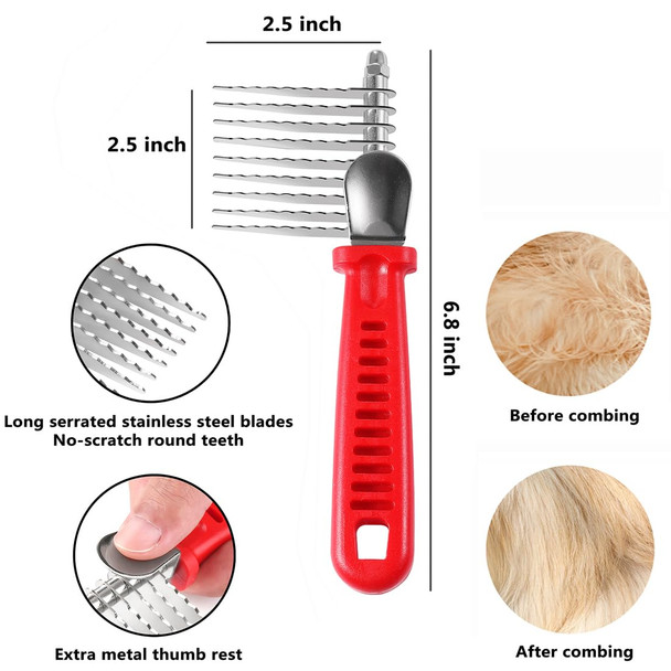 Qumy Dog Comb Pet Grooming Comb Dog Rake Comb Trimmer Stainless Steel Dog Comb For Dematting Removing Dead, Matted Or Knotted Hair