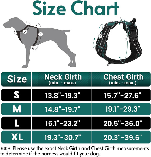 Rabbitgoo Dog Harness Medium Sized Dog No Pull, Comfortable Padded Plaid Dog Harness With Handle Easy Control, Adjustable Reflective Puppy Pet Harness Vest With 2 Leash Clips, Green Plaid, M