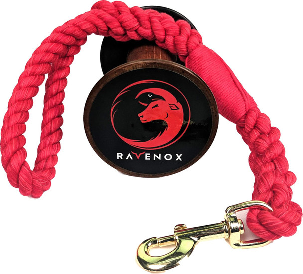 Ravenox Traffic Handle Short Dog Leash Strong And Comfortable Cotton Rope Dog Leash For Pets (Red)(16-Inches Long) Handmade In The Usa With 100% American Made Rope For Small, Medium, Large Dogs
