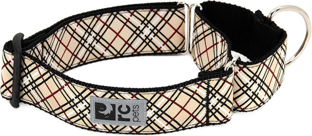 Rc Pet Products 1-1/2-Inch All Webbing Martingale Dog Collar, Medium 12 To 20-Inch, Tan Tartan