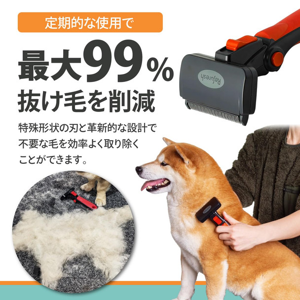 【Japan Exclusive Color】Pet Hair Loss Removal Brush Refresh Brush Shading Brush For Long Hair Species (Cherry Blossom Color, Medium/Large)