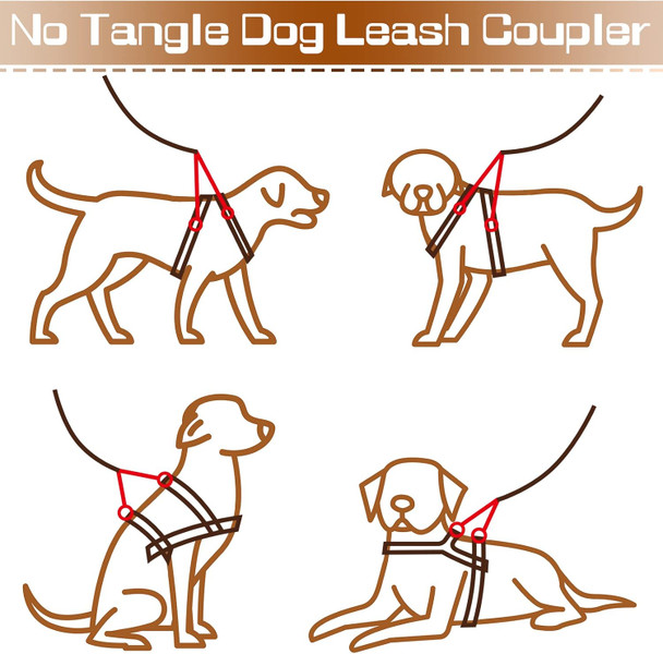 4 Pieces No Tangle Dog Leash Couplers Black Double Clip Leash For Dogs Two Clasp Dog Double Leashes 0.6 Inch Wide Heavy Duty Nylon Leash Splitter For Large Dogs Pet Walking Supplies, 4 Inch