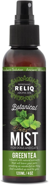 Reliq Aroma Spa Green Tea Botanical Mist Cologne For Dogs And Cats. Spray On The Coat After Bath To Give Your Dog A Clean & Fresh Smell. Infused With Natural Extracts, Calming And Comforting Dog & Cat