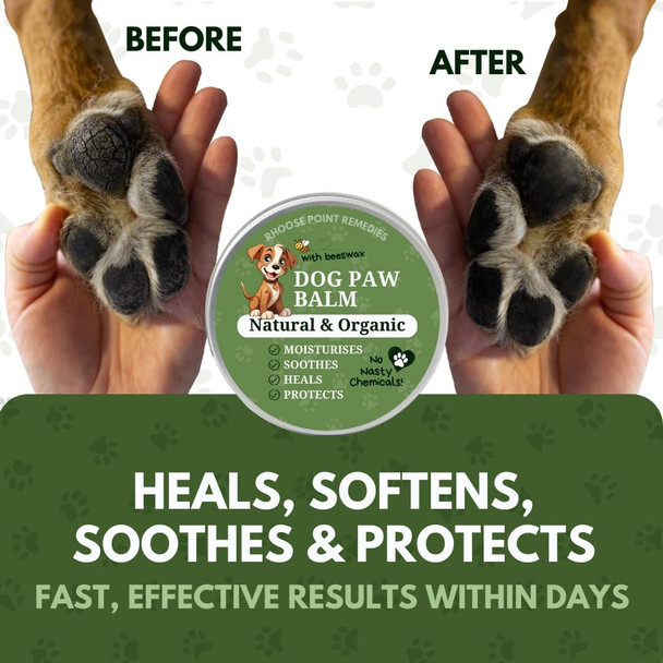 Dog Paw Balm - Softens, Heals, Soothes & Protects Dogs Paws, Noses & Skin. All Natural, Organic Ingredients. Lick-Safe Protection For Dogs With Beeswax (1 Fl.Oz - Starter Tin)