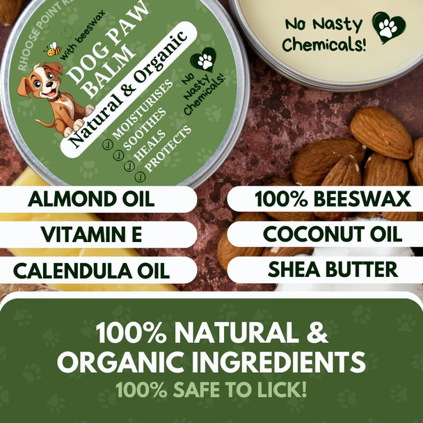 Dog Paw Balm - Softens, Heals, Soothes & Protects Dogs Paws, Noses & Skin. All Natural, Organic Ingredients. Lick-Safe Protection For Dogs With Beeswax (1 Fl.Oz - Starter Tin)