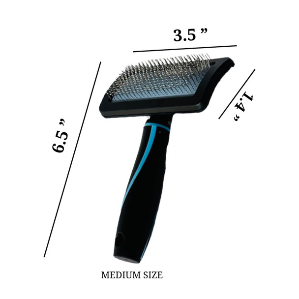 Extra Long Pin Slicker Brush For Dogs - Professional Grade, Gentle And Effective Grooming, Removes Loose Fur And Tangles, Removes Undercoat, Angled Pins For Dematting, Ergonomic Handle(Medium)