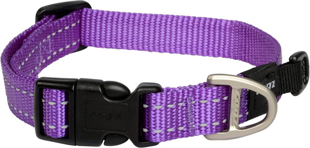 Rogz Utility Medium 5/8-Inch Reflective Snake Dog Collar, Purple