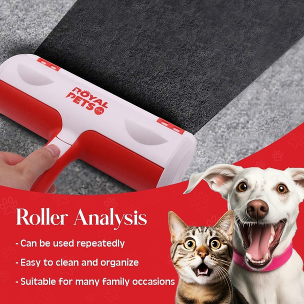 Pet Hair Remover And Reusable Lint Roller - Electrostatic Adsorption Technology - Dog & Cat Hair Remover For Carpet, Cotton, Linen, Wool, Couch And Bedding - Portable - Improved Handle