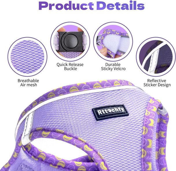 Dog Harness For Small And Medium Size Dogs, Soft Mesh Step In Vest Harness, No Pull And No Choke Puppy Harness For Training Walking, (Purple Xs)