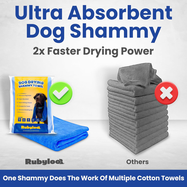 Shammy Dog Towels For Drying Dogs Large - 2Pk (34 X 26) - Quick-Dry Technology Dries Dogs 2X Faster - Easy To Wring Out & Reuse - Ultra Absorbent- Compact - For Bath, Swim, Rain, Travel, Cooling