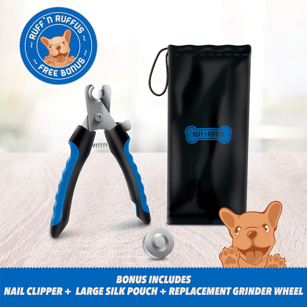 Ruff 'N Ruffus d Professional 2 Speed Cat & Dog Cordless Rechargeable Nail Grinder + 3 Bonuses Nail Clipper Grinding Wheel & Storage Pouch 18 Hour Battery Life For All Pet Sizes