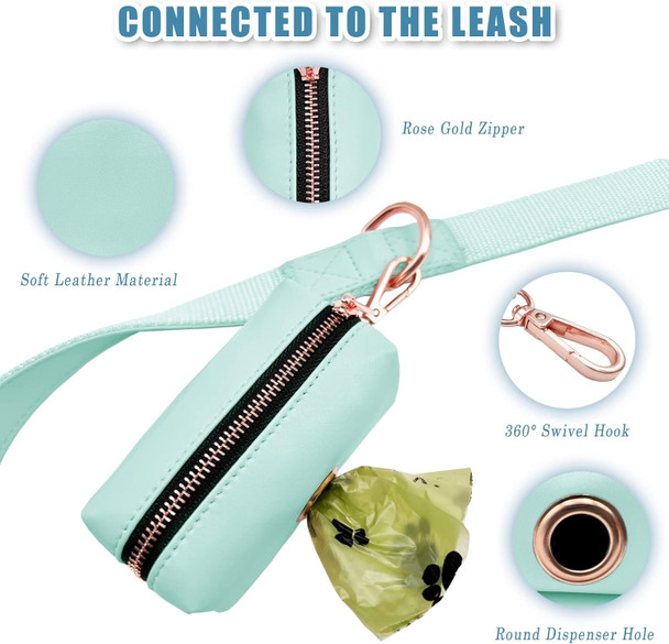 Soft Leather Dog Collar And Leash (6.6') Set - Stylish Rose Gold Heavy Duty Metal Buckle, 4 Adjustable Lengths Leash For Small Medium Large Dogs - Comfortable & Easy To Clean Mintgreen Poop Bag Holder Soft Leather Dog Collar And Leash (6.6') Set - Stylish Rose Gold Heavy Duty Metal Buckle, 4 Adjustable Lengths Leash For Small Medium Large Dogs - Comfortable & Easy To Clean Mintgreen Poop Bag Holder