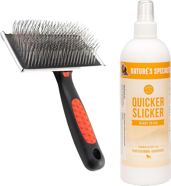 Doodles Dog Slicker Brush + Spray Bundle - Dog Doodle Brush For Grooming Pet Hair Dog Brush - Poodle Brush + Spray For Shedding Medium & Long Haired Dogs Slicker Brush - Goldendoodle