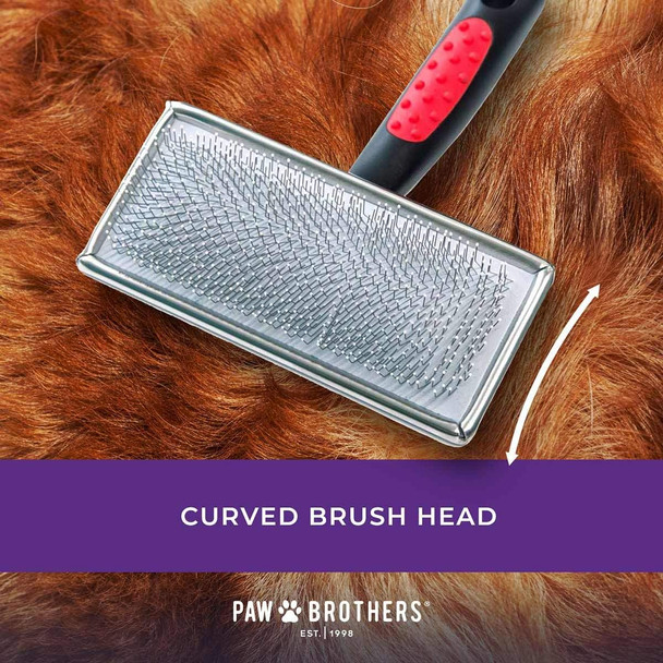 Paw Brothers Poodle Comb Brush For Dogs, Professional Grade, Wooden Ergonomic Handle, Stainless Steel Teeth, Dematting Comb For Dogs, Extra Long Teeth