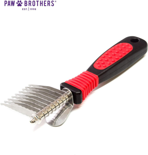 Paw Brothers 9-Blade Dematting Tool For Dog Grooming, Professional Grade, Stainless Steel Blades, Comfort Grip, Gentle On Skin