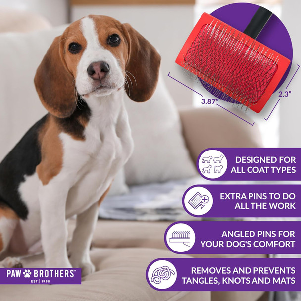 Paw Brothers Big Paw Dog Slicker Brush For Doodles, Goldendoodles, Poodles, Brush For Long Haired Dogs, Long Pin Dog Brush, Grooming Brush For Long Short Haired Dogs, Medium