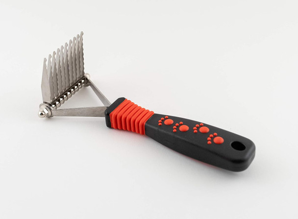 Paw Brothers 10-Blade Dematting Tool For Dog Grooming, Professional Grade, Stainless Steel Blades, Comfort Grip, Gentle On Skin