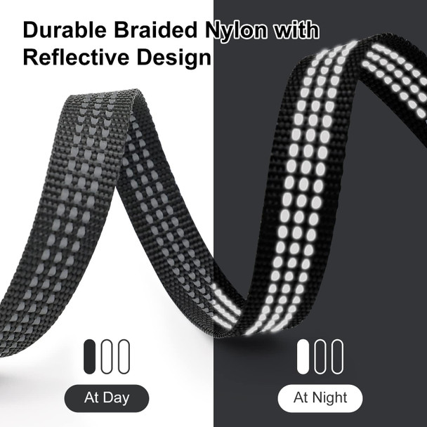 Reflective Dog Leash, 4.2 Ft Dog Leashes For Large Dogs Heavy Duty, Padded Handle Nylon Leash For Walking, Running And Training, Black