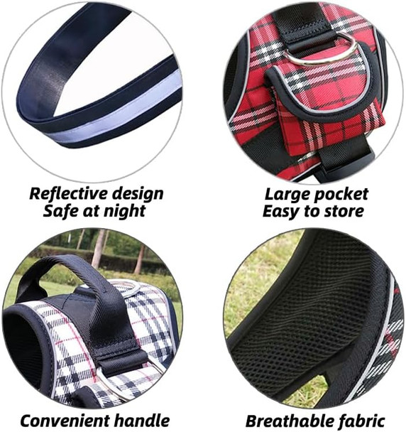 No Pull Dog Harness, Pet, Adjustable And Black Leash Set Soft Handle And Reflective Stripe Small-Medium-Large And Xlarge Dogs Harness With Pocket, Easy Walk, No Escape. (White, Xl)