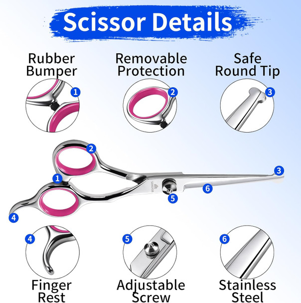 Dog Grooming Scissors, 6-In-1 Professional Dog Grooming Kit, 4Cr Stainless Steel Dog Scissors For Grooming, Heavy Duty Dog Shears For Grooming, Dog Grooming Supplies Pet Grooming Kit For Dogs At Home