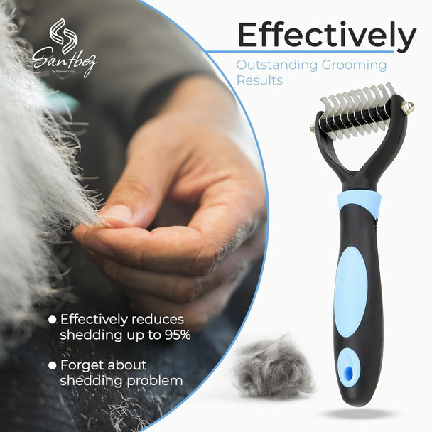 Pet Grooming Brush Hair Remover, Clean Detangle Hair Cat And Dog. 2 Sided Rake For Dogs & Cats, Professional Deshedding Brush And Tool Effective Removing Knots, Tangles For Cats, Dogs. (4 In)