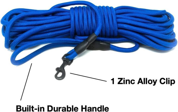 Sarahsayspets N' Fun 50 Ft Nylon Dog Rope Leash, Blue (Blue, 50Ft) Sarahsayspets N' Fun 50 Ft Nylon Dog Rope Leash, Blue (Blue, 50Ft)