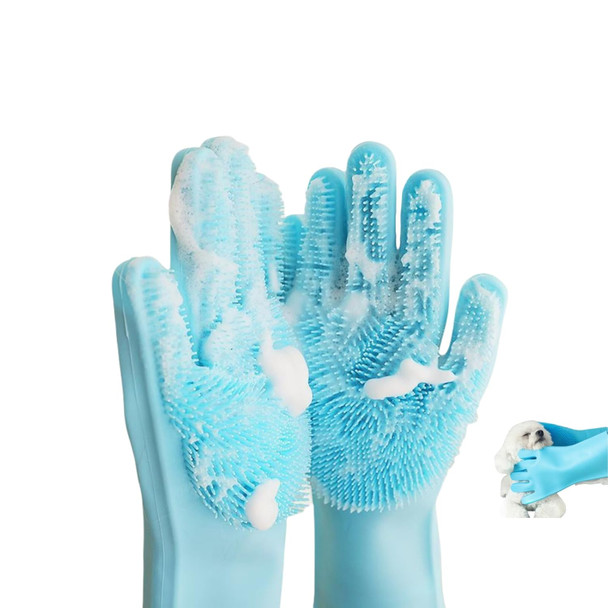Gloves For Pet Grooming, Heat-Resistant Cat Bathing Gloves With High-Density Teeth, Silicone Dog Bathing Gloves With Improved Five-Finger Design, Ideal For Bathing And Massaging Dogs And Cats