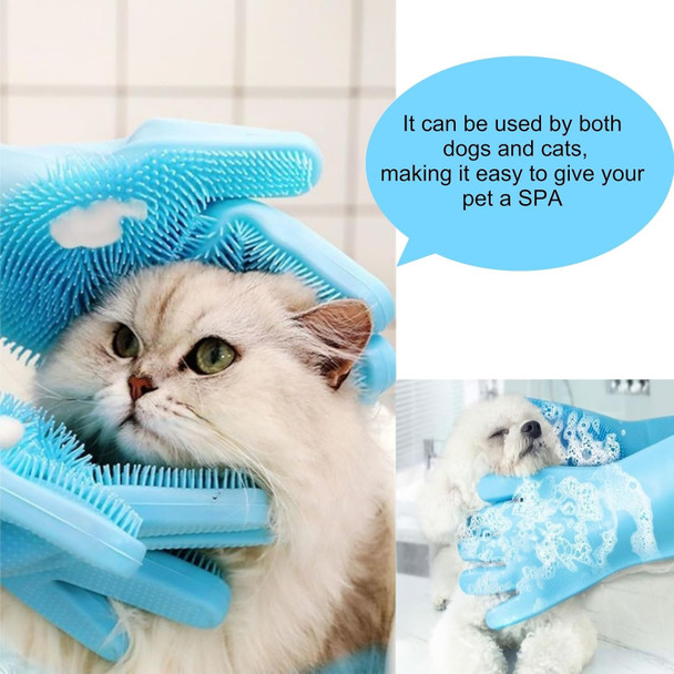 Gloves For Pet Grooming, Heat-Resistant Cat Bathing Gloves With High-Density Teeth, Silicone Dog Bathing Gloves With Improved Five-Finger Design, Ideal For Bathing And Massaging Dogs And Cats