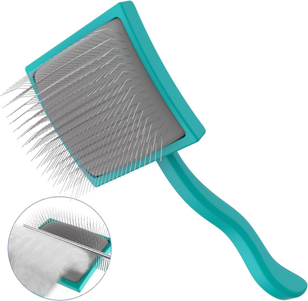 Dog Slicker Brush,Professional Doodle Brush,Extra Long Pin Large Dog Brush For Grooming Long Haired Dogs(Poodles,Goldendoodles,Labradoodles),Easy To Remove Loose Fur,Tangles,Mats,Fluff,Green