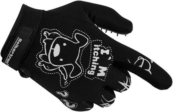 Seibertron Patented P.G.M.G-1 Pet Hair Remover/Deshedding Grooming Gloves Seven Sizes Fit All Works For Dogs, Horses, Cats And Other Animals Short Fur(1-Pair) Adult Black Xl