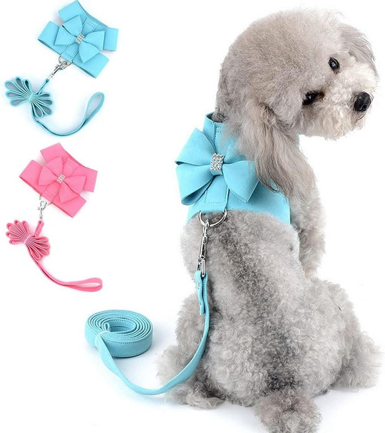 Selmai Bling Rhinestone Dog Harness Bow Girls Soft Suede Leather For Small Pet Puppy Doggie Cat Girls Vest Collar Leash Set Adjustable/No Pull Chihuahua Yorkie Harness Walking Running Blue L Selmai Bling Rhinestone Dog Harness Bow Girls Soft Suede Leather For Small Pet Puppy Doggie Cat Girls Vest Collar Leash Set Adjustable/No Pull Chihuahua Yorkie Harness Walking Running Blue L