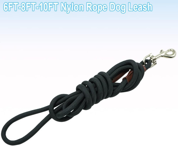 Tie Out Rope Dog Leash, 8-10-13-15-20-25-30-35-40-45-50Ft Heavy Duty Nylon Check Cord For Medium Large Dogs Indoor/Outdoor Playing Camping Backyard (Black, 3/8 X 15Ft)