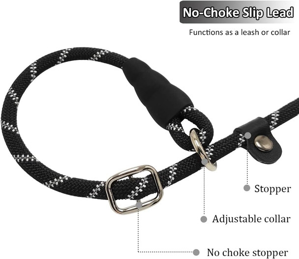 Long Slip Lead Dog Leash Reflective Anti-Choking 12Ft/20Ft/30Ft/50Ft Rope Training Leash For Medium Dogs Small Puppy Pets